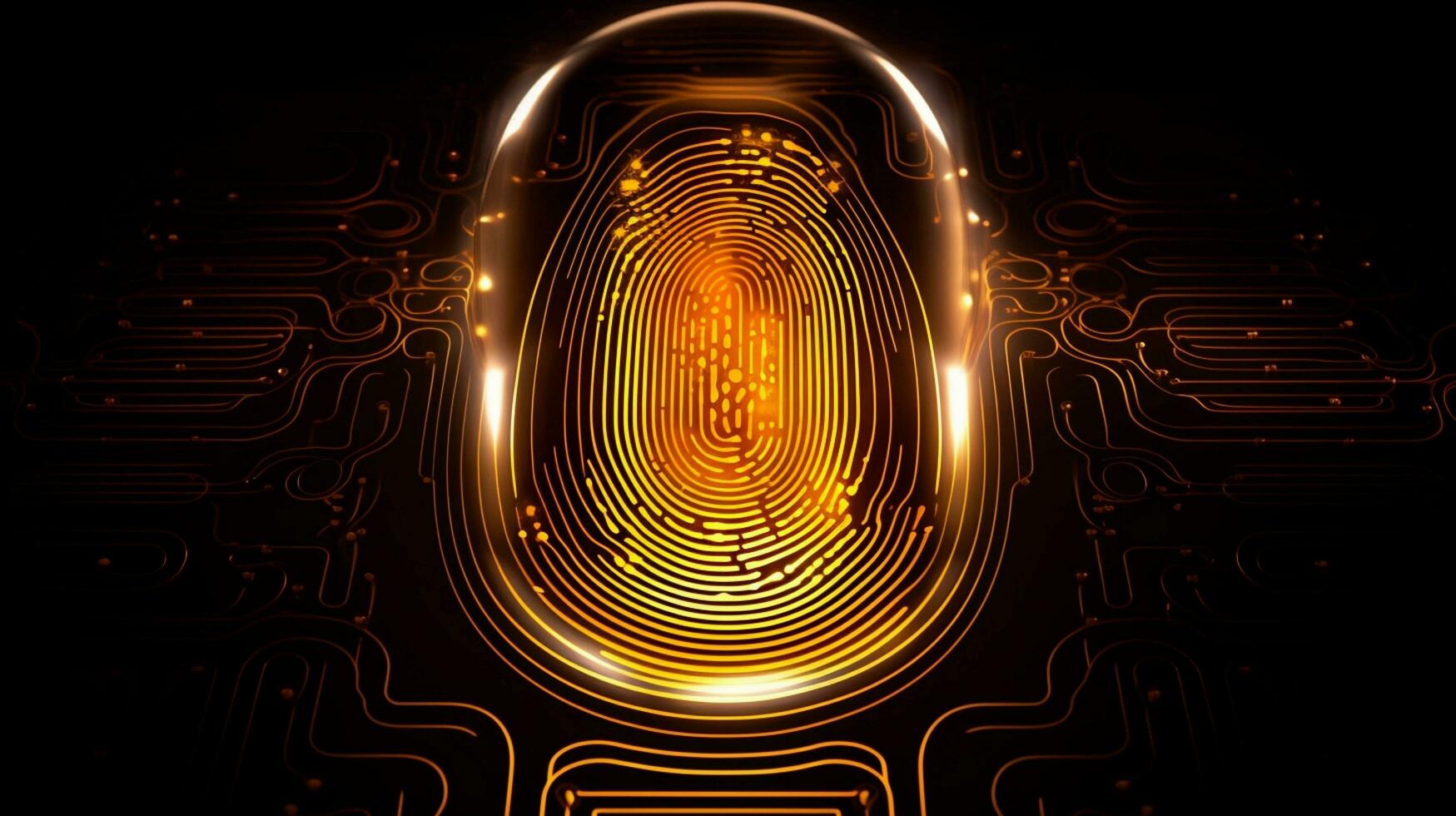 ai generiert biometrisch Schlüssel Anzeige Netzwerk Hintergrund Scanner Computer System Finger Scan Identifizierung Digital Konzept Bildschirm Identität Sicherheit drucken Zugriff Code Technologie Sicherheit Fingerabdruck foto