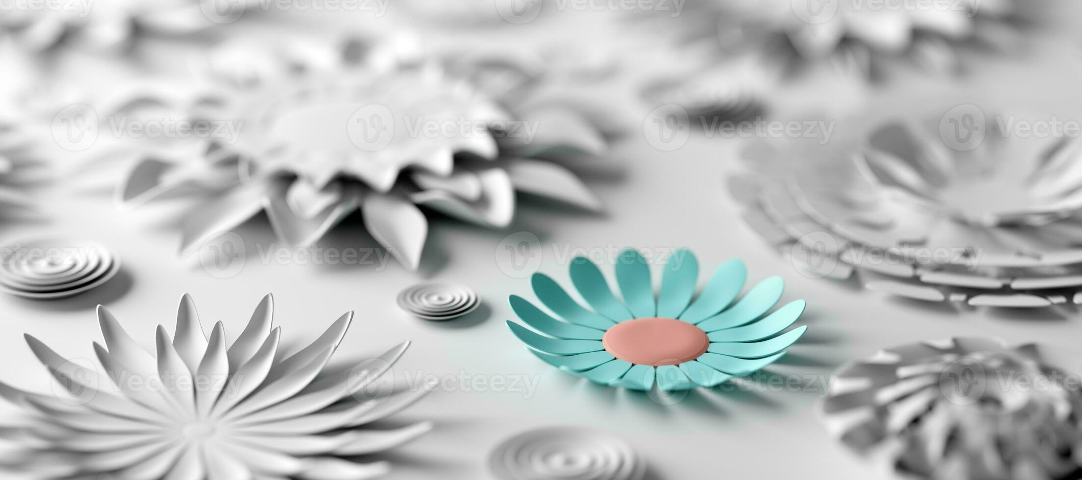 Weiß Papier Blumen elegant minimalistisch Hintergrund. foto