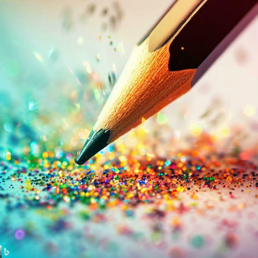 farbig Bleistifte sind lose vereinbart worden auf bunt Hintergründe. farbig Bleistifte mit Zickzack. ai generiert. foto