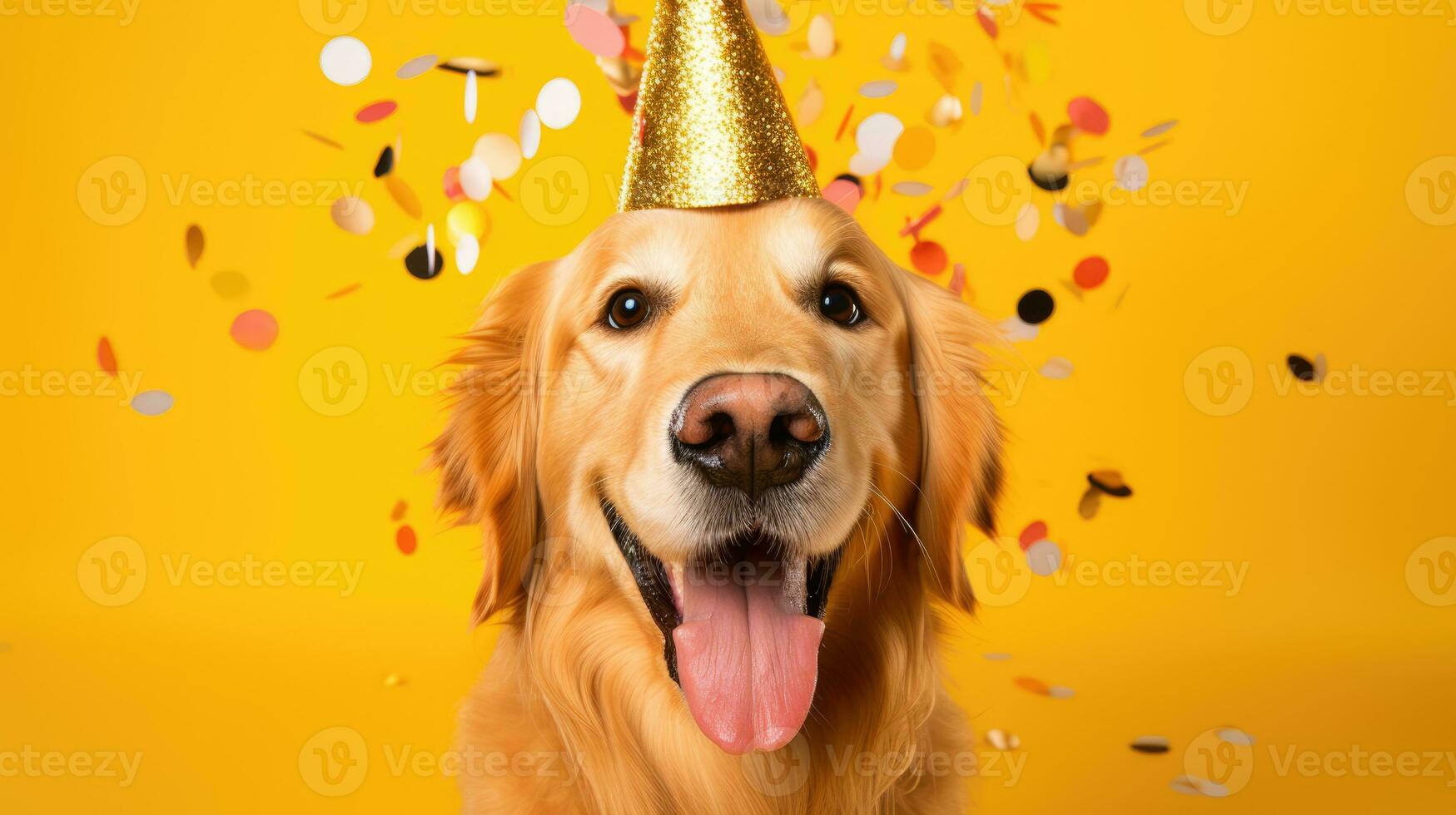 glücklich golden Retriever Hund feiern Geburtstag ai generativ foto