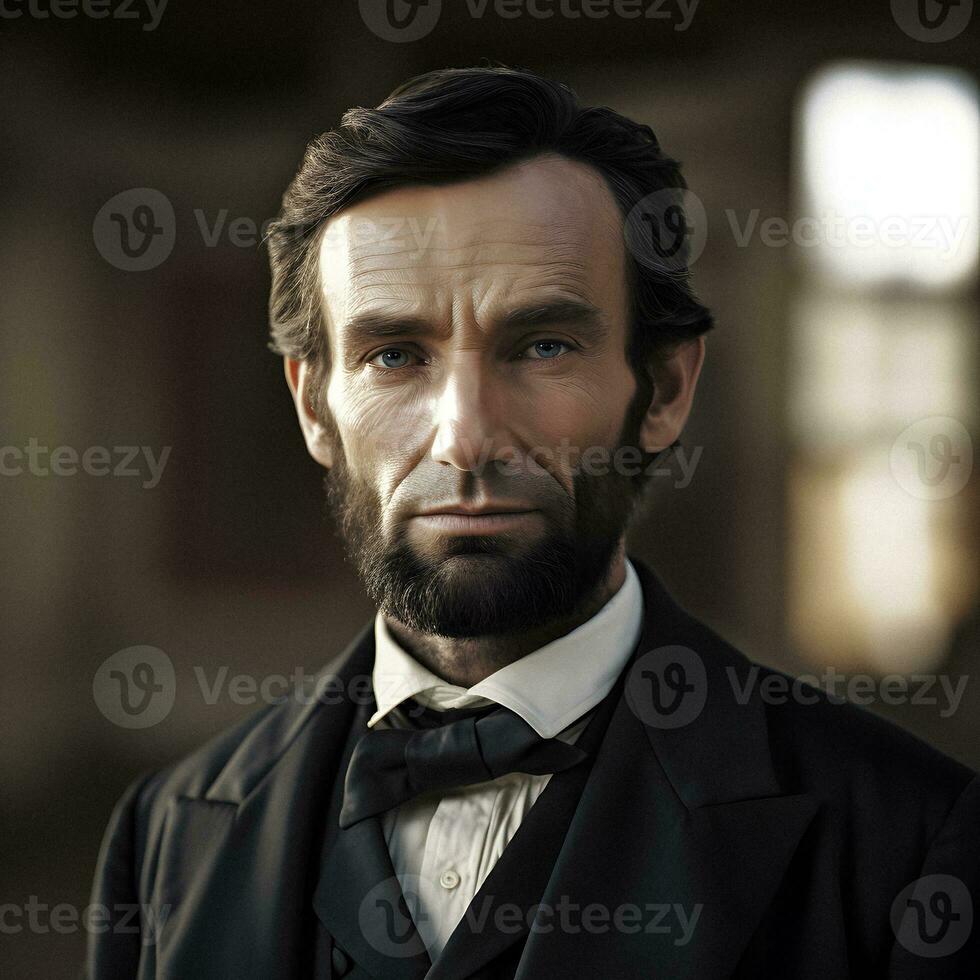 zeitgenössisch Darstellung Abraham Lincoln im modern Kleidung generative ai foto