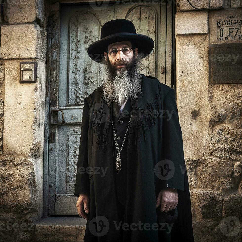 ein Rabbi im jerusalem generativ ai foto