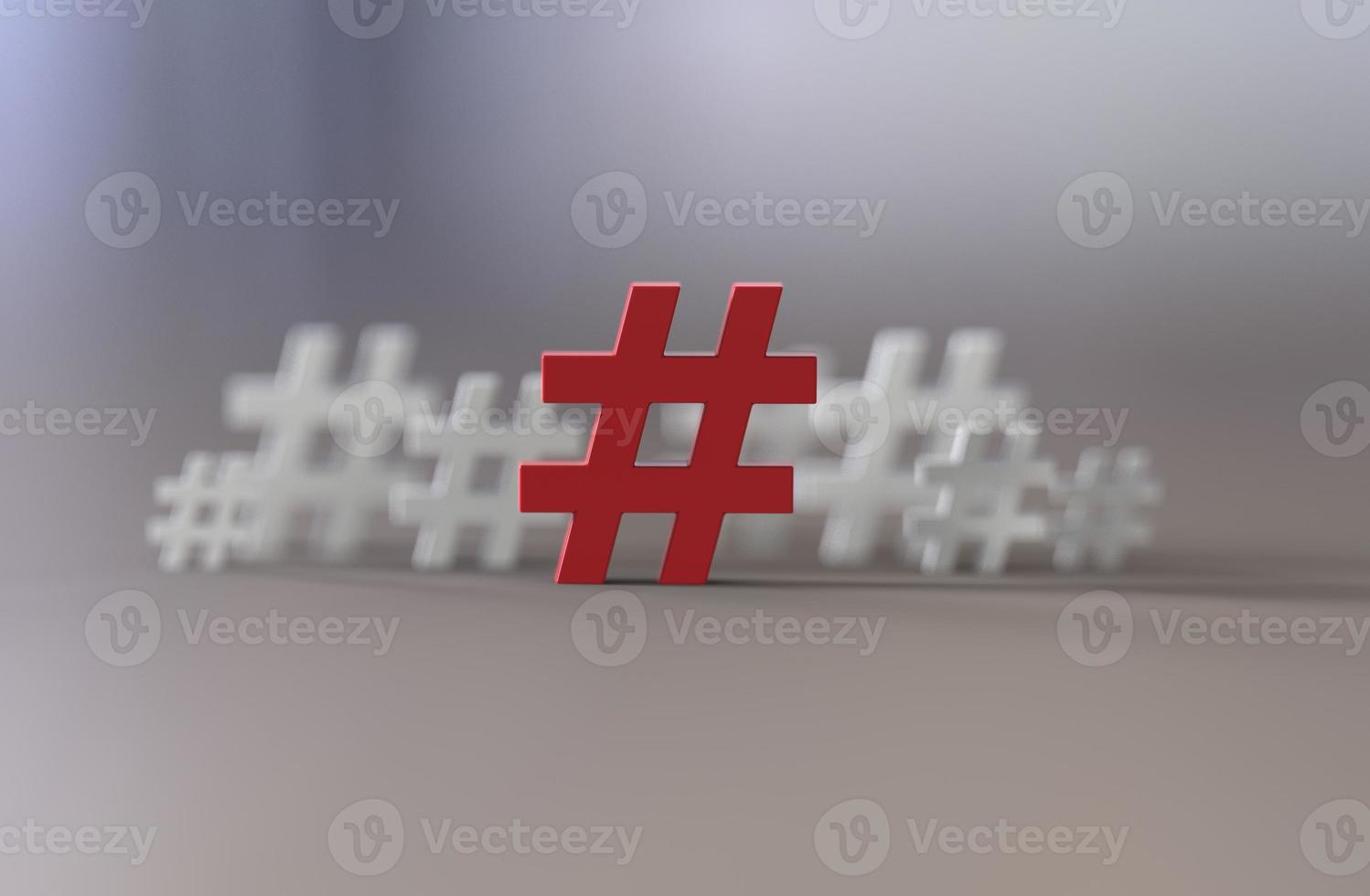 Gruppe von Hashtag-Symbolen isoliert auf weißem Hintergrund foto