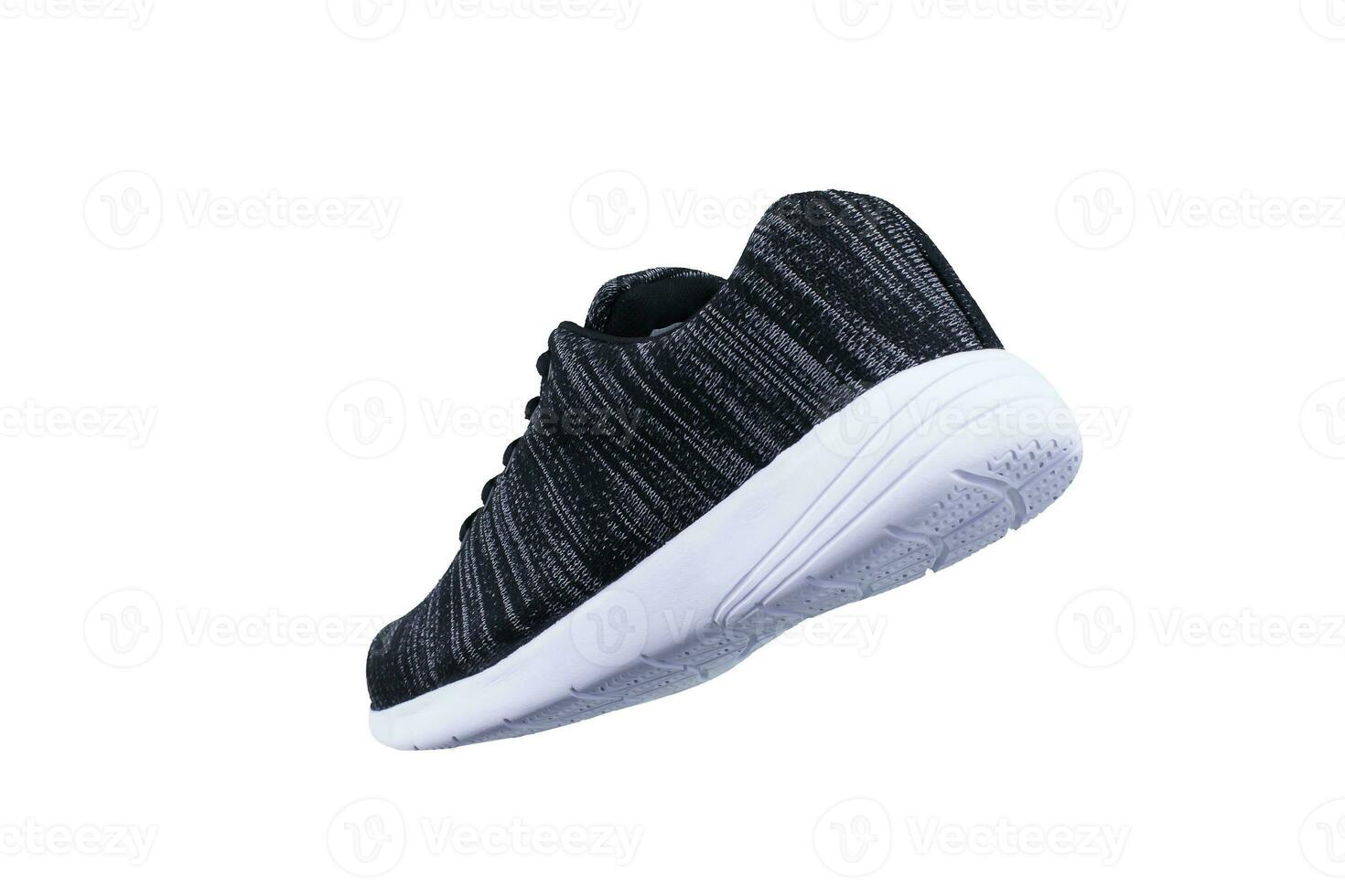 Sneaker grau schwarz. Sport Schuhe auf Weiß Hintergrund foto