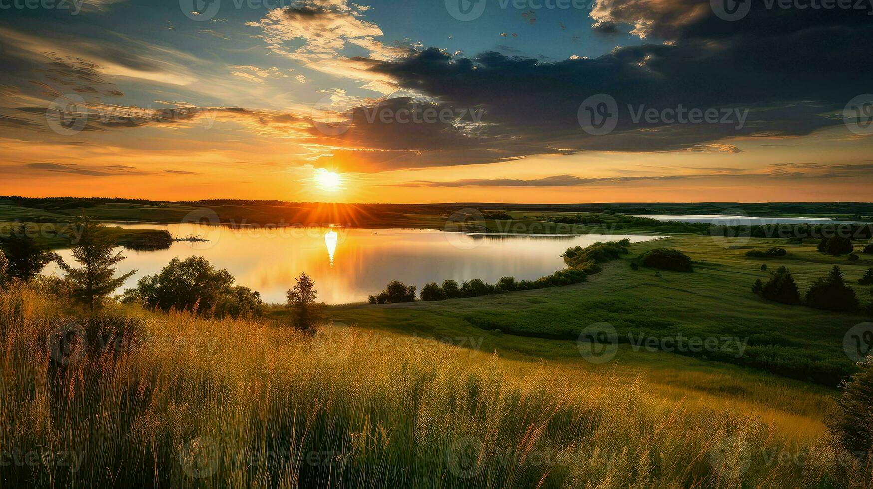 Landschaft Minnesota Prärie Seen ai generiert foto