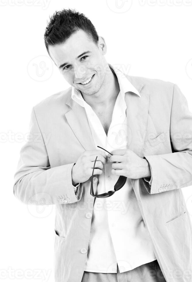 Mann Mode Modell- schwarz und Weiß foto