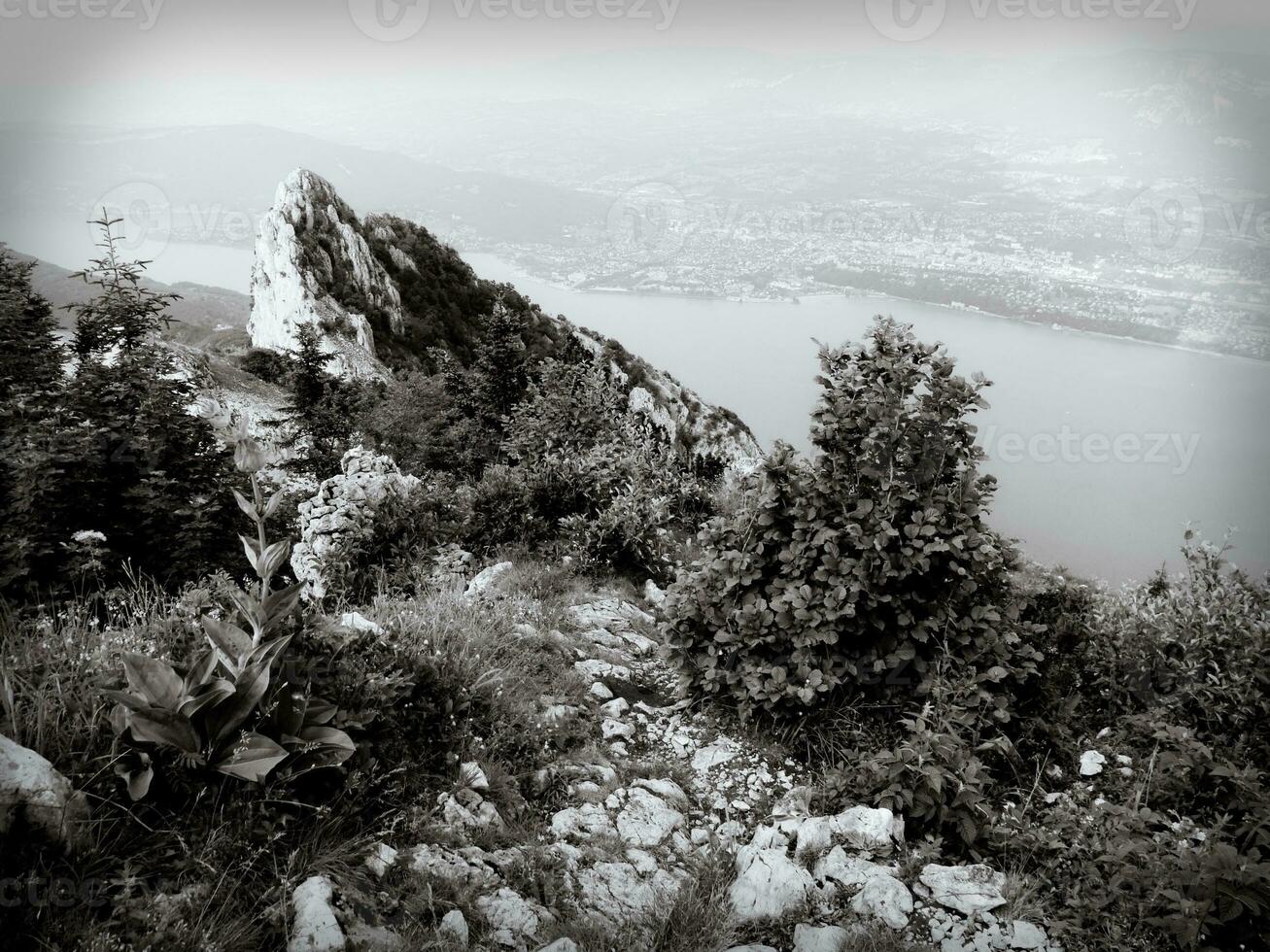 majestätisch Schönheit schwarz und Weiß Foto von Delle du Plaudern Berg im Savoie