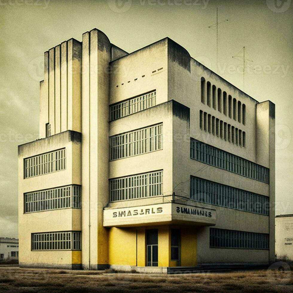 Jahrgang ai generiert Bauhaus Gebäude foto