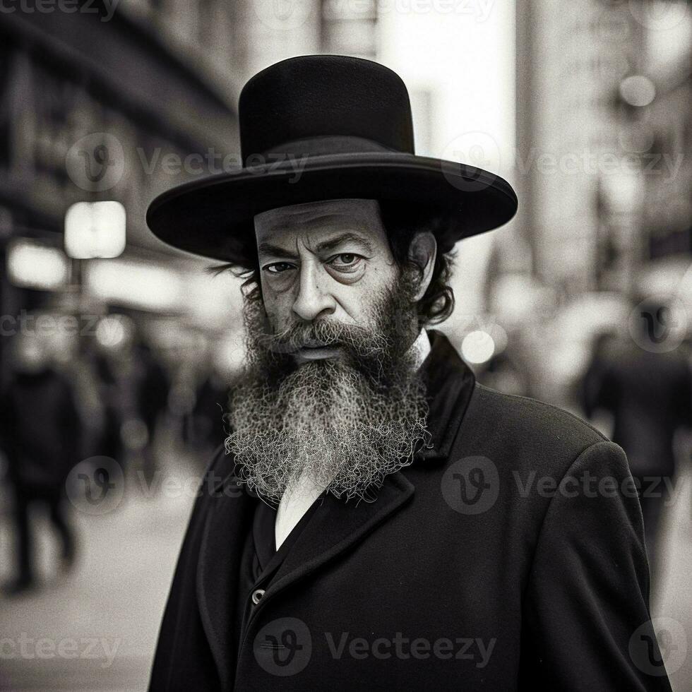 ein hasidisch Jude im Amsterdam generativ ai foto