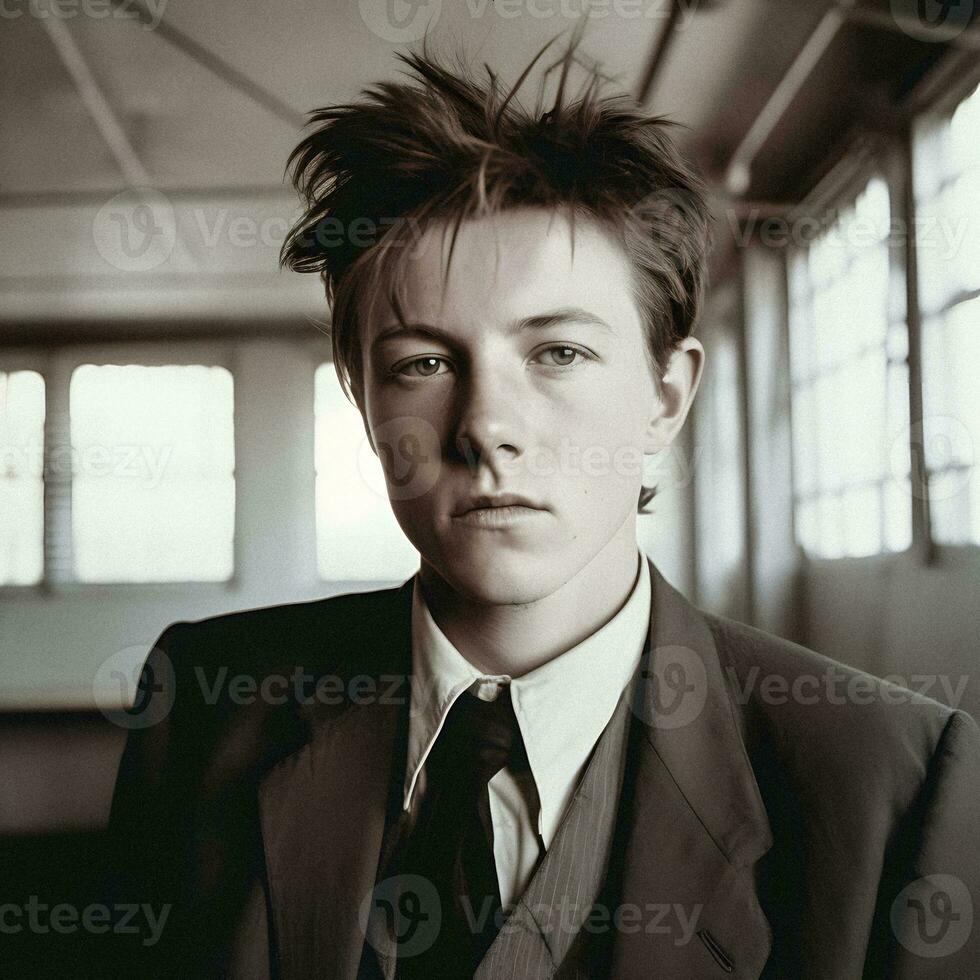 generativ ai Porträt Arthur Rimbaud wie ein modern Teen foto