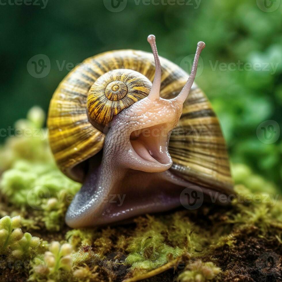 ein Lachen Schnecke ein Selten und lustig Sicht generativ ai foto