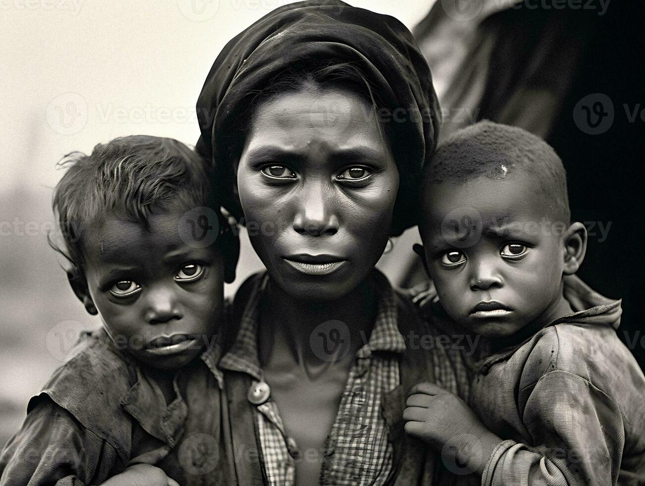 Elastizität inmitten Not ein Arm schwarz Familie während das 1930er Jahre großartig Depression generativ ai foto