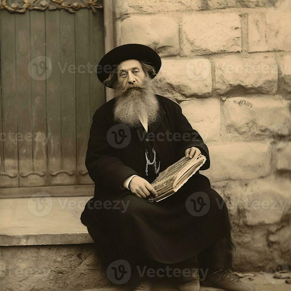 ein Rabbi im jerusalem generativ ai foto