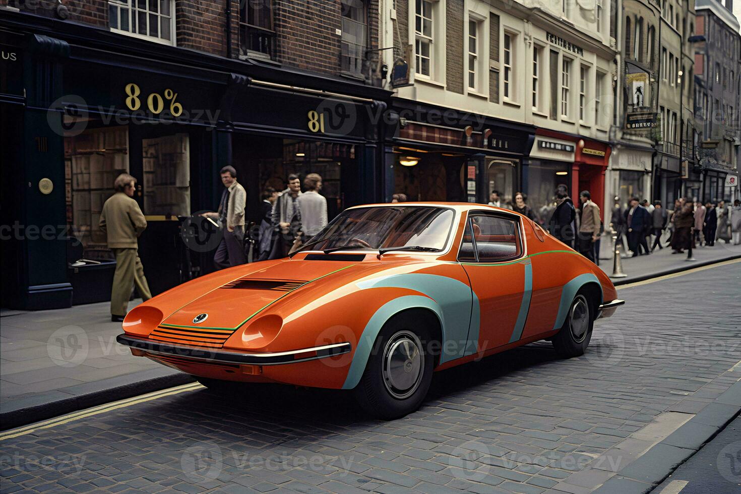 psychedelisch Auto ein retro Futurismus Wiederbelebung foto