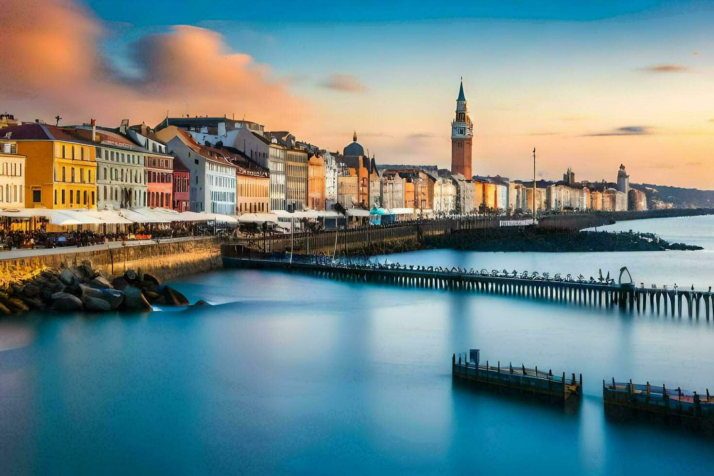 das Stadt von Kopenhagen, Dänemark beim Sonnenuntergang. KI-generiert foto