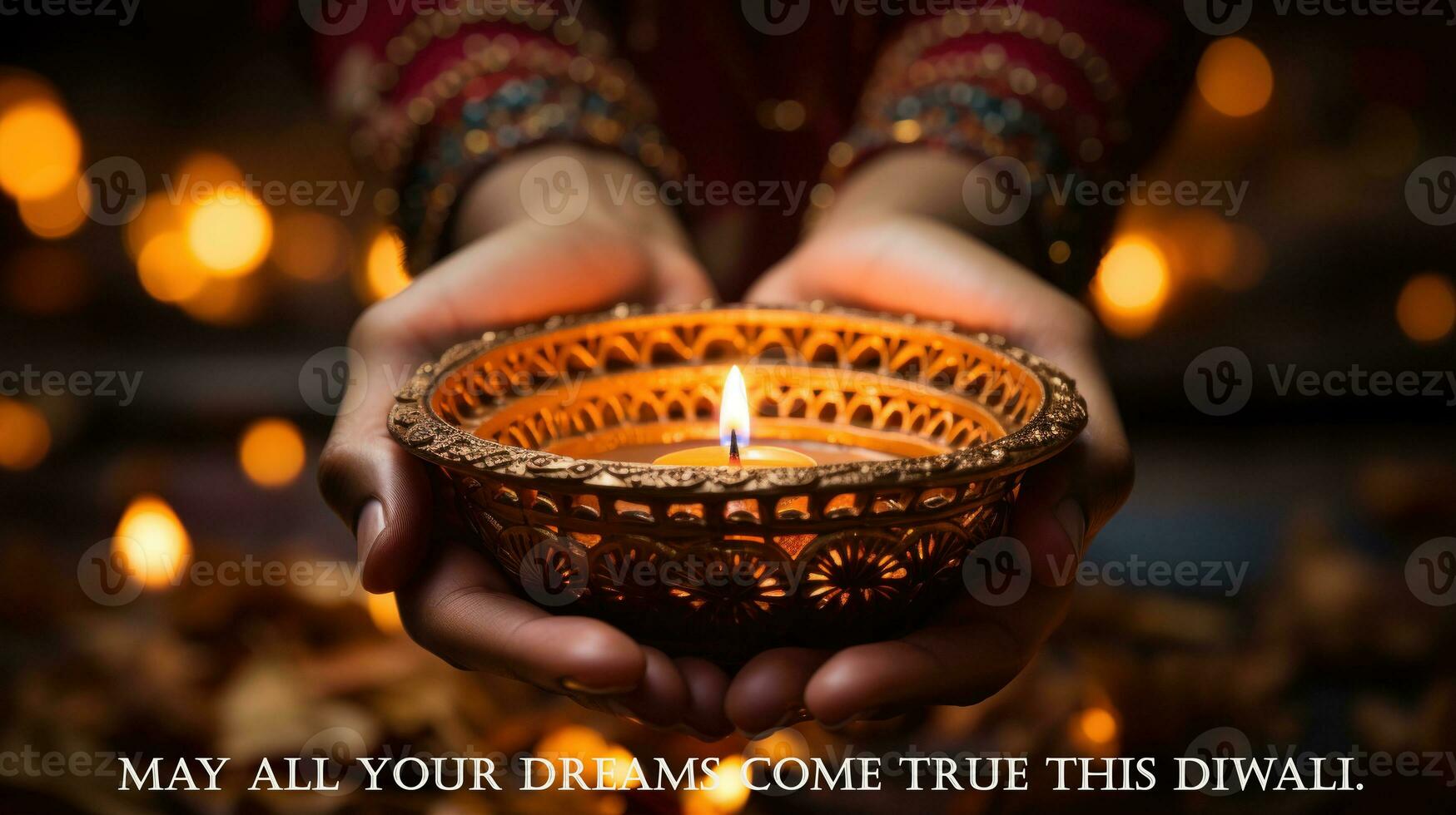 kann alle Ihre Träume Kommen Sie wahr diese Diwali. Gruß indisch Feiertag Karte. foto