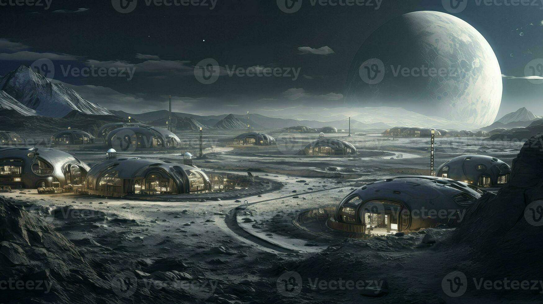 Wissenschaft Mond- wegweisend Siedlungen ai generiert foto