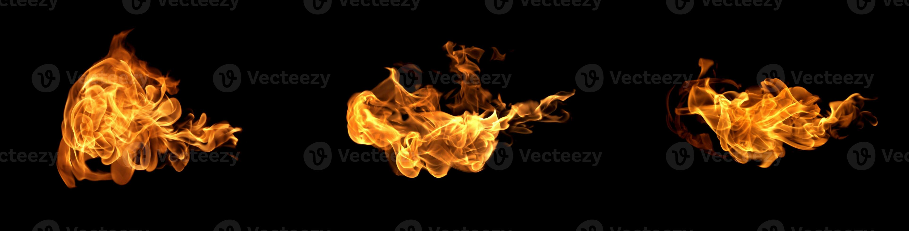 Feuerflammen auf einem schwarzen Hintergrund foto