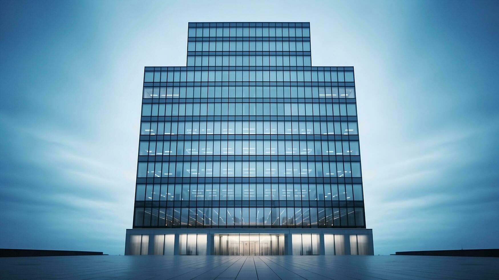 glatt modern Glas Büro korporativ Geschäft Gebäude, städtisch die Architektur, ai generativ foto