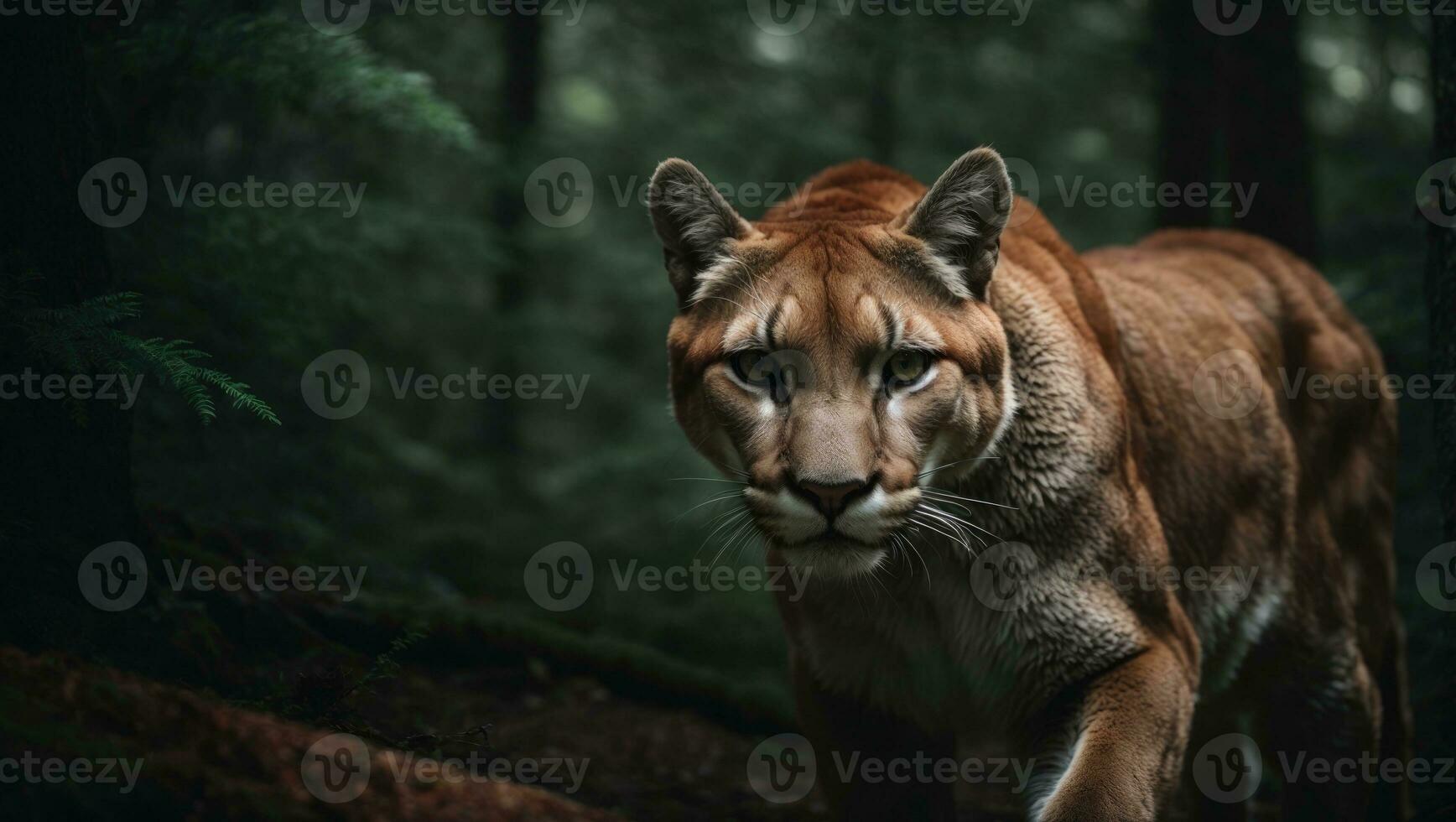 Puma im das dunkel Wald foto