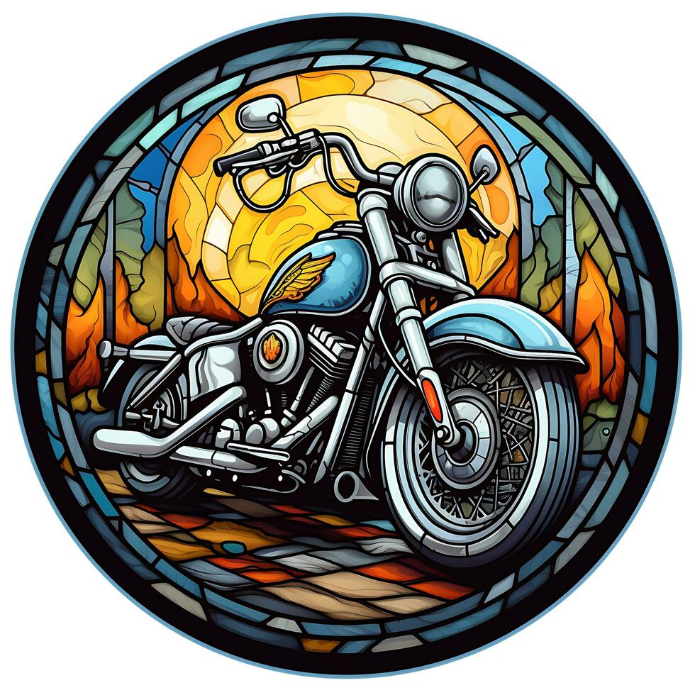Motorrad befleckt Glas Fenster Illustration Vektor Hintergrund generiert durch ai foto
