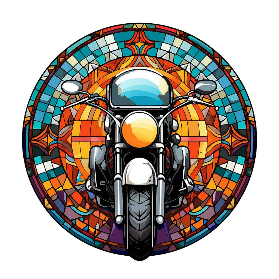 Motorrad befleckt Glas Fenster Illustration Vektor Hintergrund generiert durch ai foto
