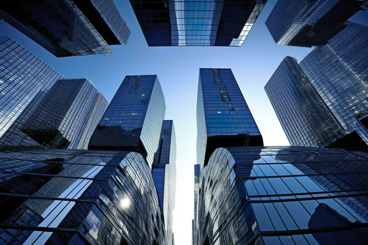 reflektierend Wolkenkratzer, Geschäft Büro Gebäude. ai generiert foto