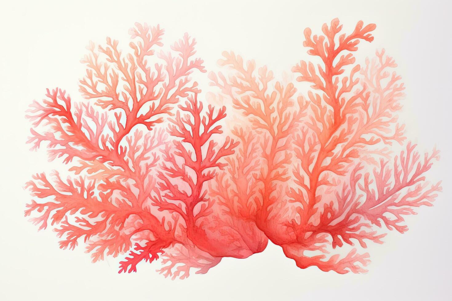 Aquarell Koralle auf Weiß Hintergrund. Vektor Illustration zum Ihre Design, Leben Koralle Aquarell Illustration auf Weiß Papier Textur, ai generiert foto