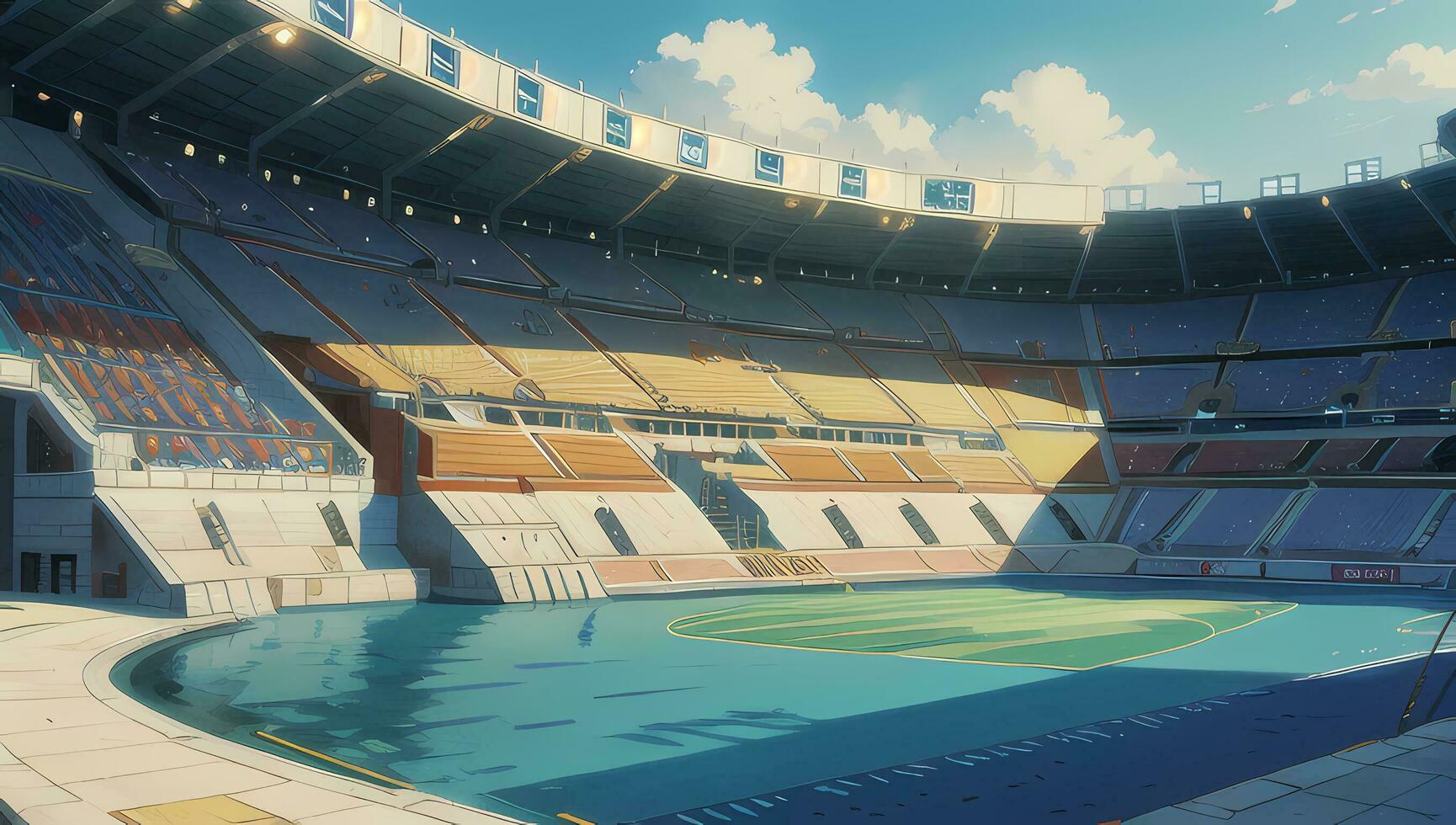 Stadion Sport modern Fantasie Grafik Roman Anime Manga Hintergrund foto