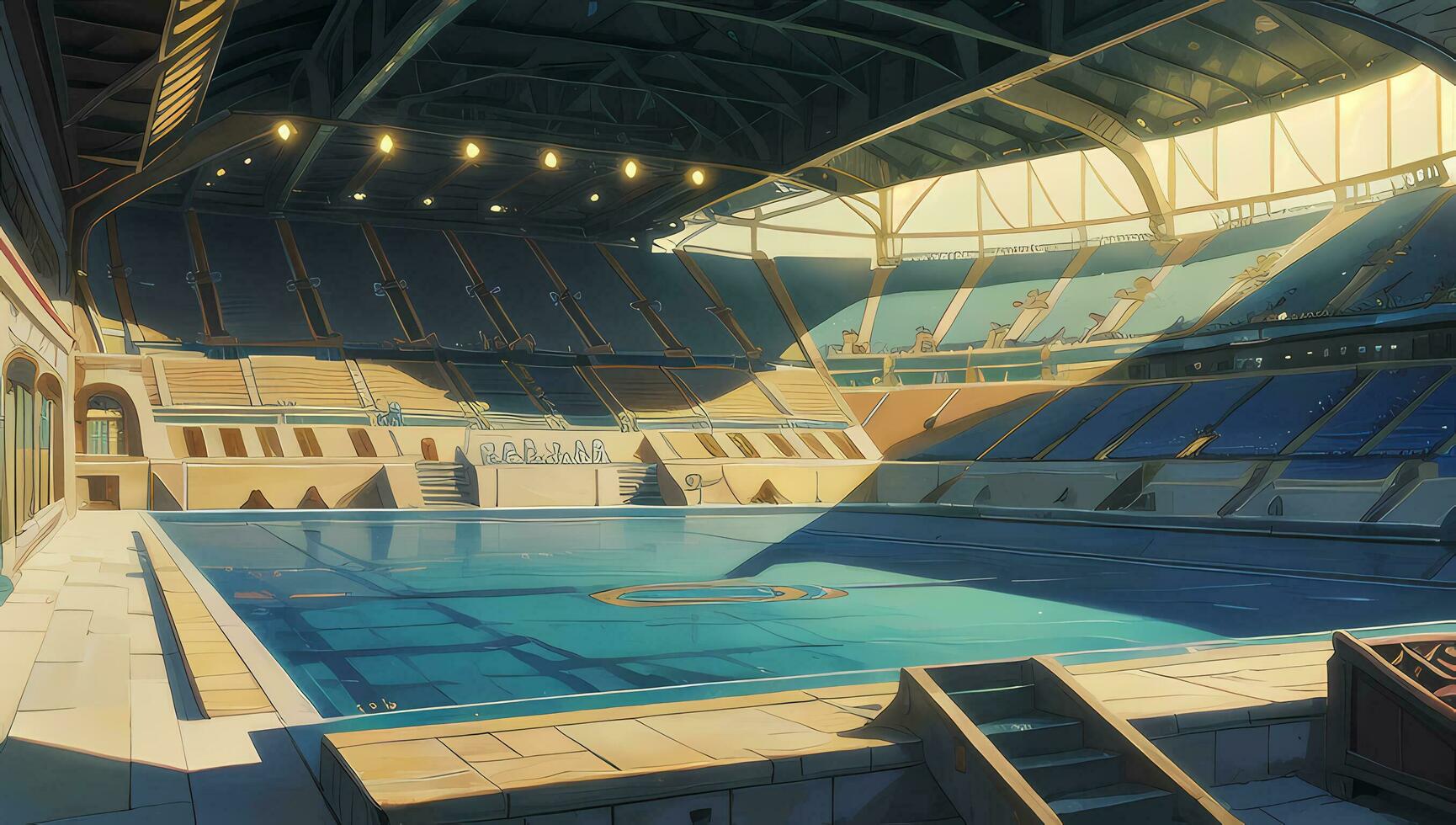 Stadion Sport modern Fantasie Grafik Roman Anime Manga Hintergrund foto