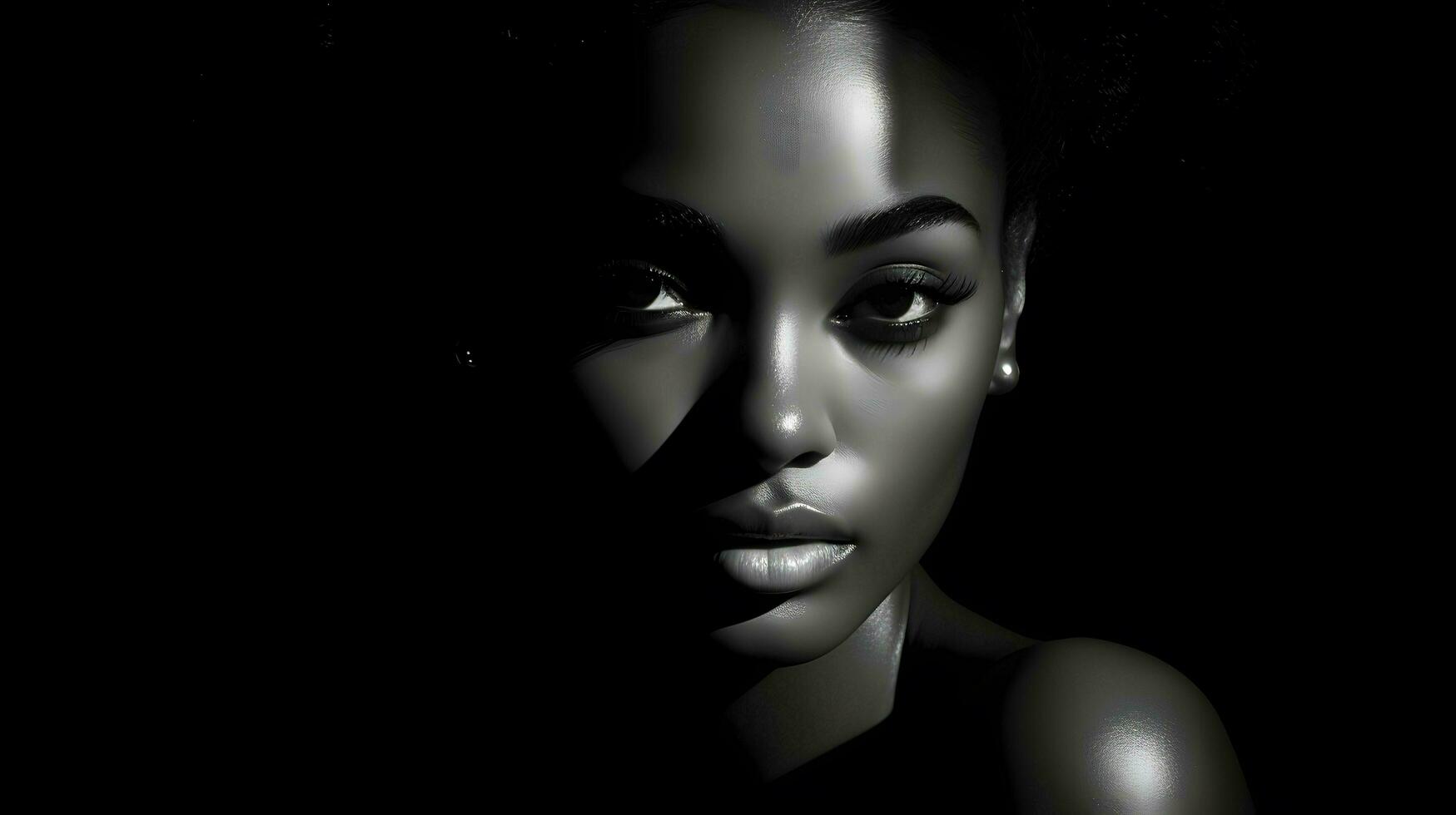 afrikanisch schwarz Frau Porträt, süß Mädchen Lager Foto Hintergrund, generativ ai