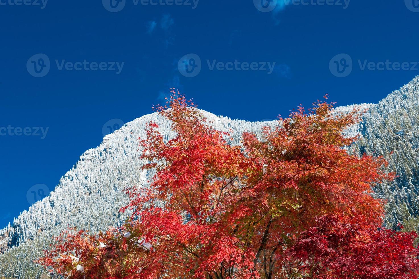 erster Schnee auf den Bergen im Herbst foto