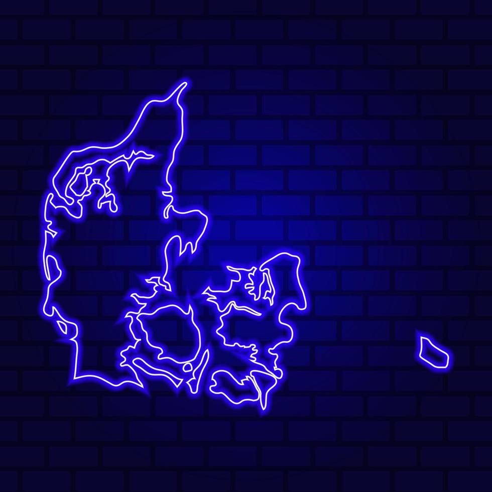 Dänemark leuchtende Leuchtreklame auf Backsteinmauerhintergrund foto