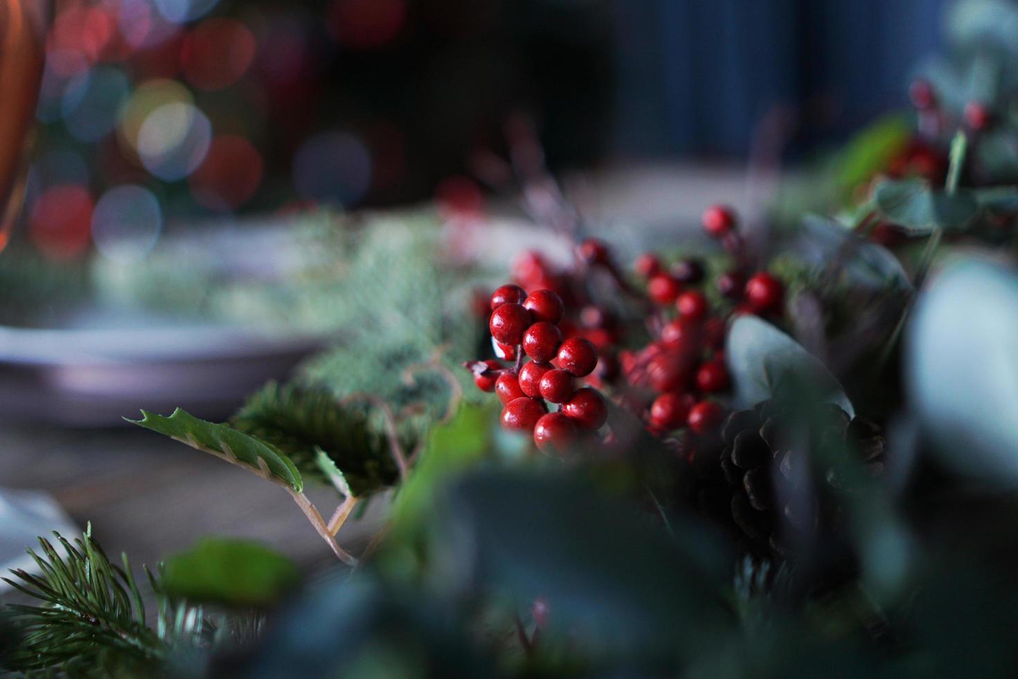 Vogelbeeren Dekor für Weihnachtsfeier foto