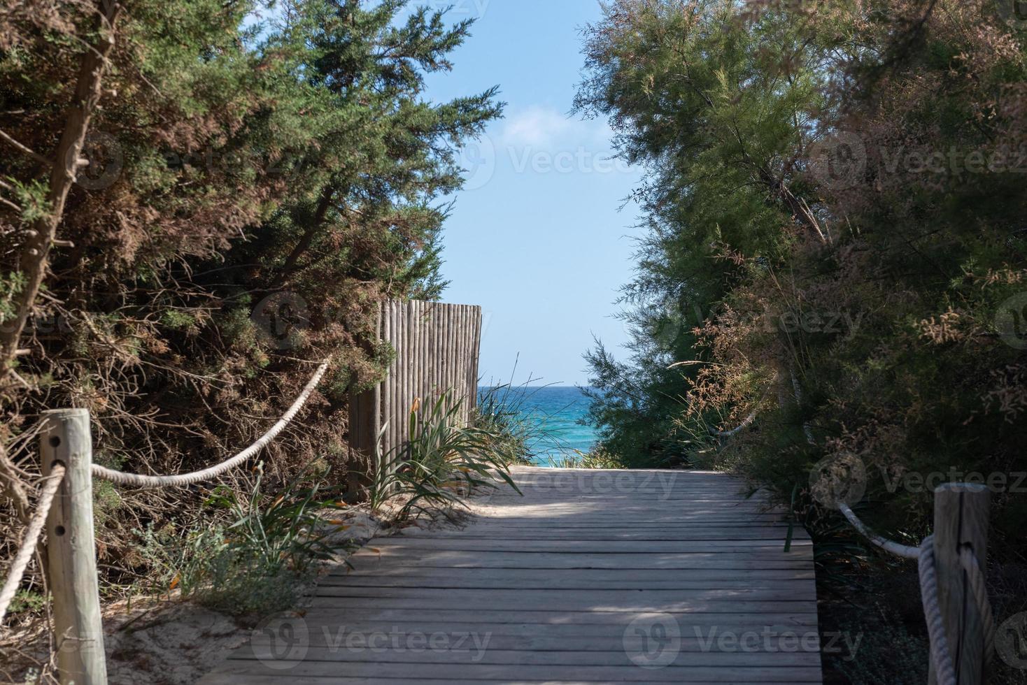 Eingang zum Strand von Es arenals in Formentera, Spanien? foto
