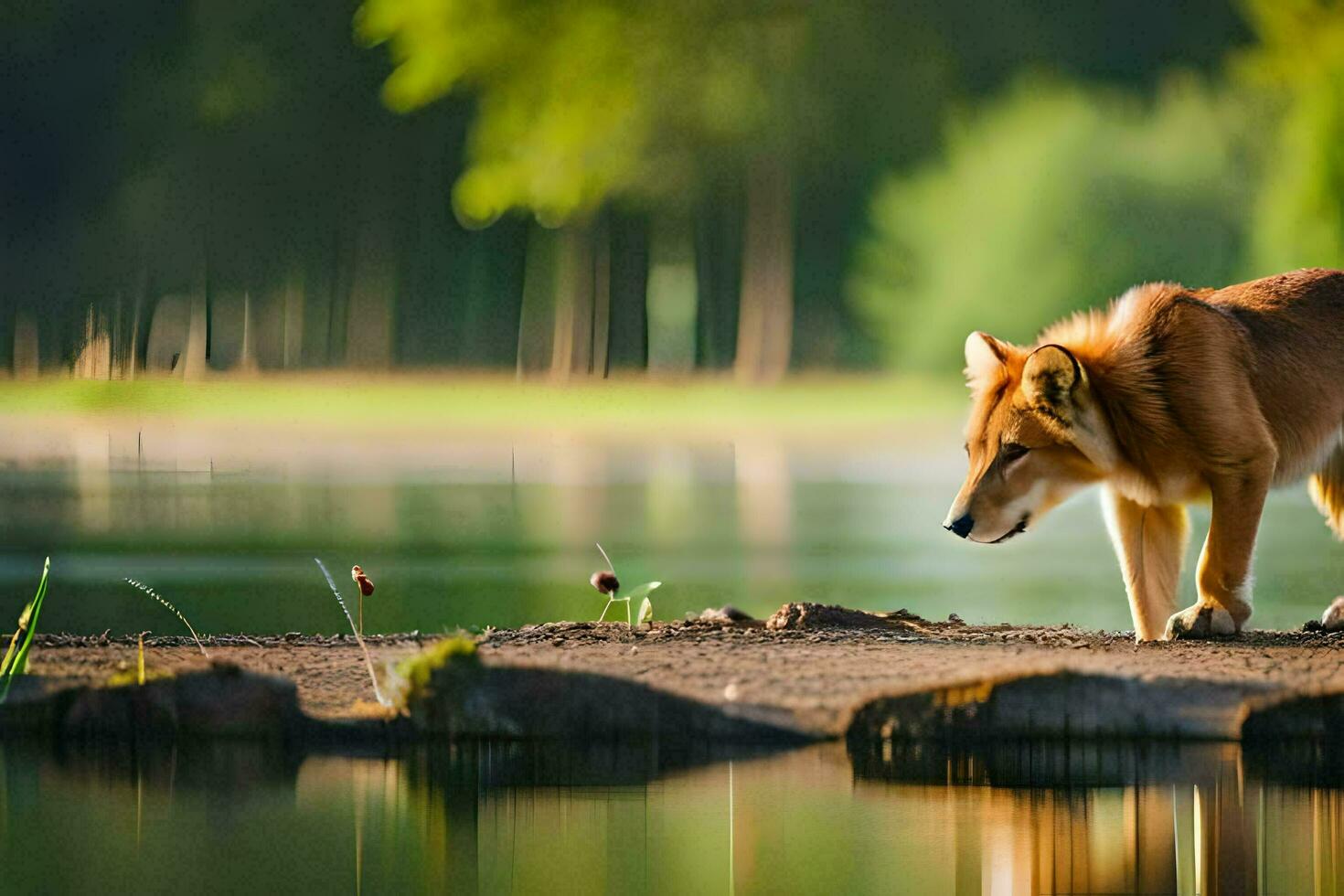 Foto Hintergrund das Wasser, das Wald, das See, das Tier, das Tier, das Tier. KI-generiert