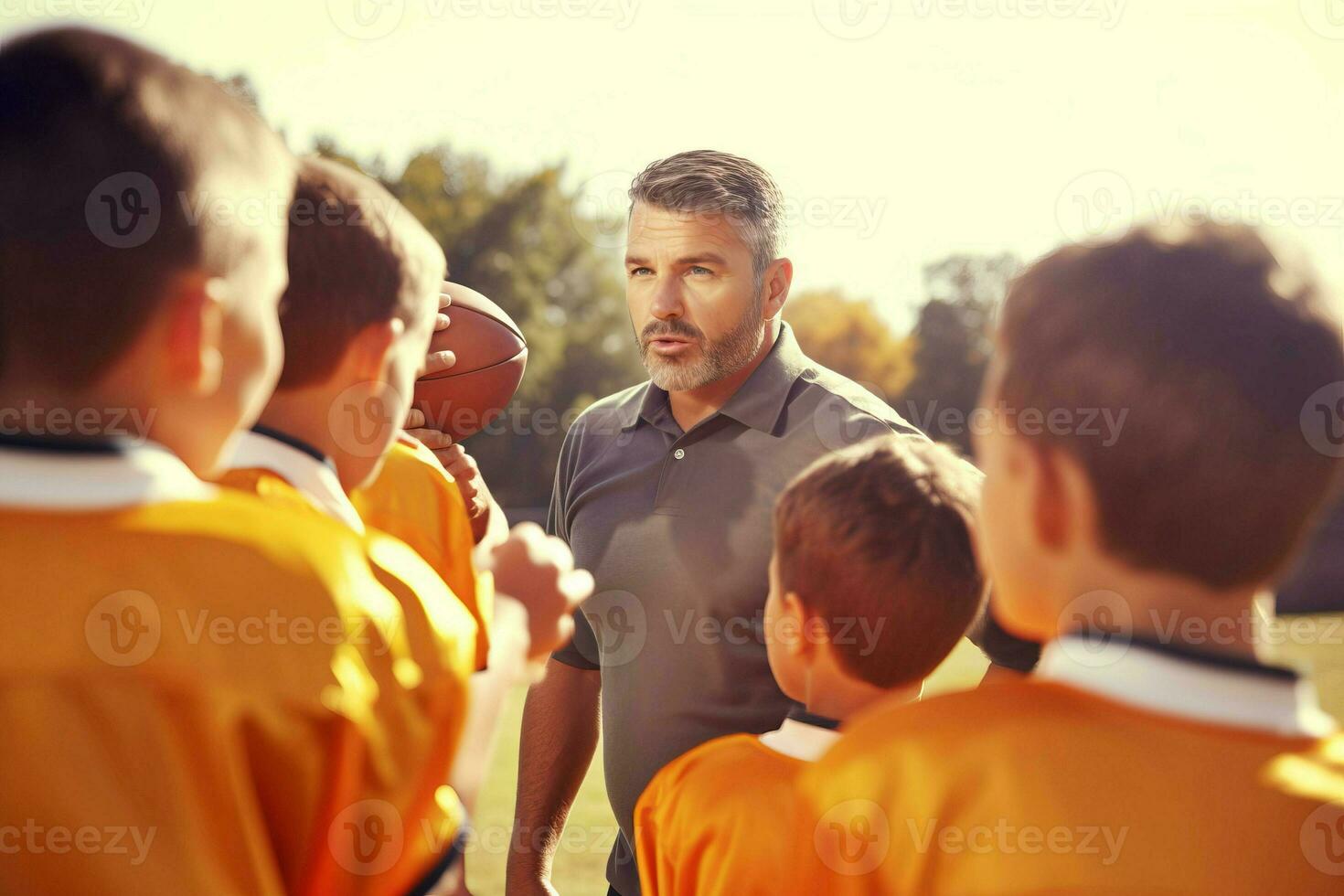 Sport Trainer amerikanisch Fußball. generieren ai foto