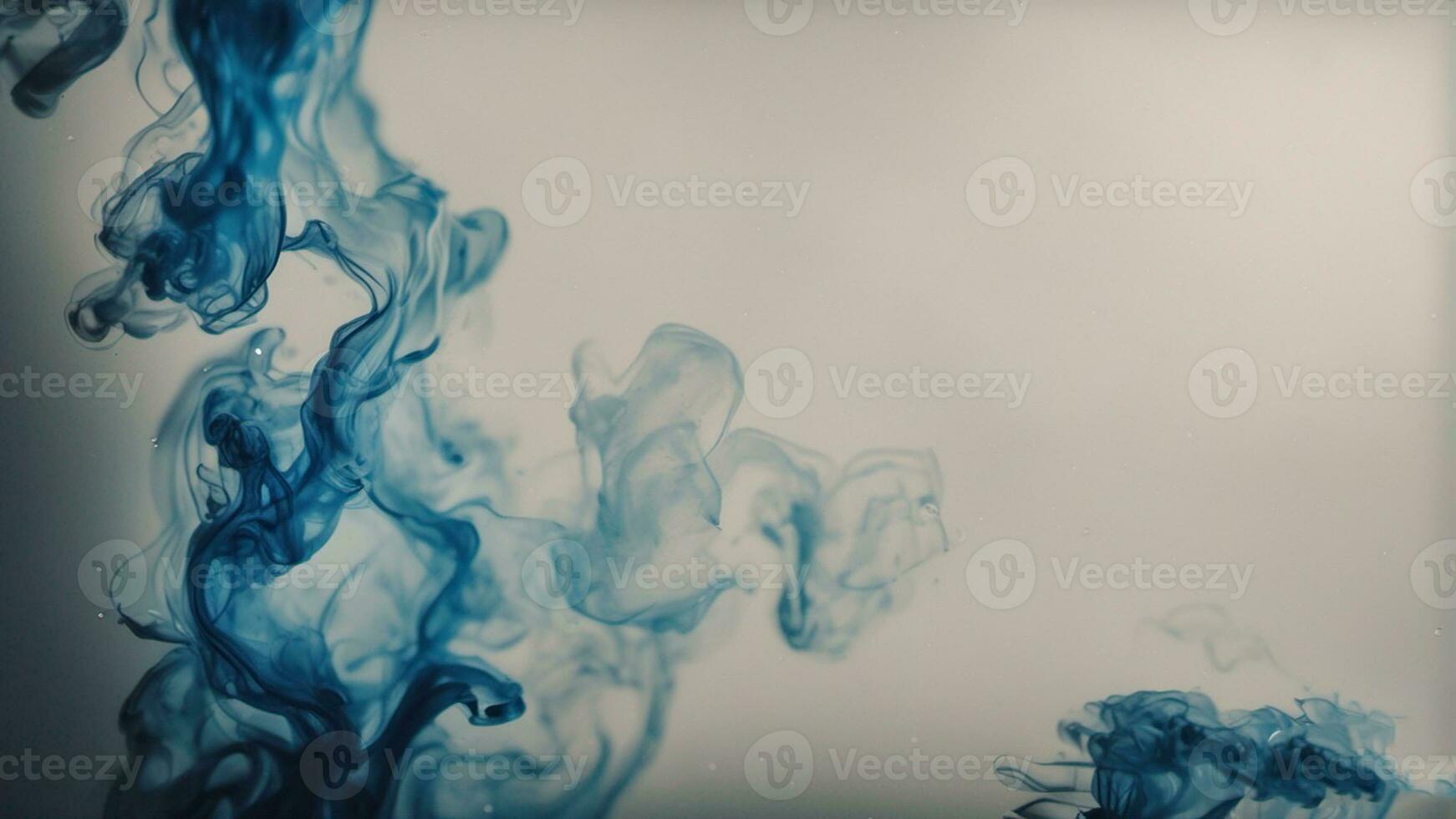 Blau Farbe Foto von Tinte im Luft Spritzen Acryl Farbe Mischen Flüssigkeit Farbstoff. KI-generiert