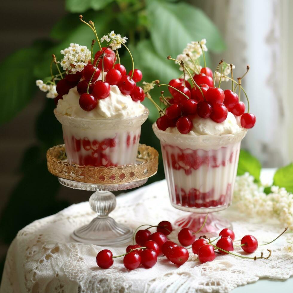 rot Johannisbeeren ein Süss Genuss - - ai generiert foto