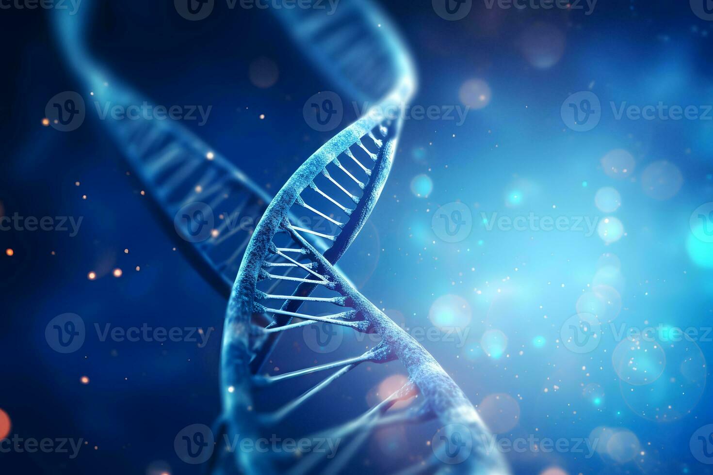 Blau und Weiß Doppelstrang DNA Modell. ai generiert foto