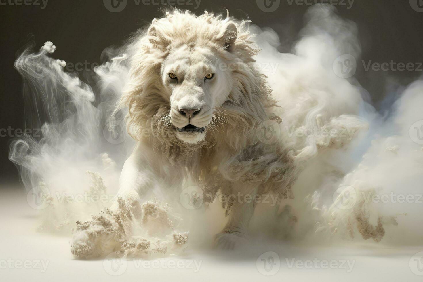 abstrakt Löwe mit Komplex Bewegung und dunstig Farbe, generativ ai Illustration foto
