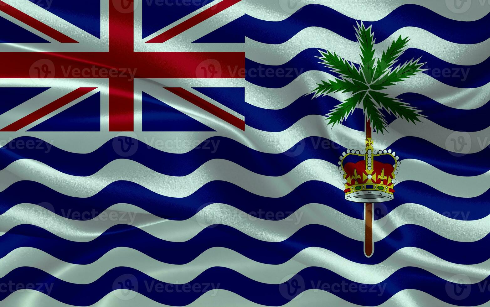 3d winken realistisch Seide National Flagge von britisch indisch Ozean Gebiet. glücklich National Tag britisch indisch Ozean Gebiet Flagge Hintergrund. schließen oben foto