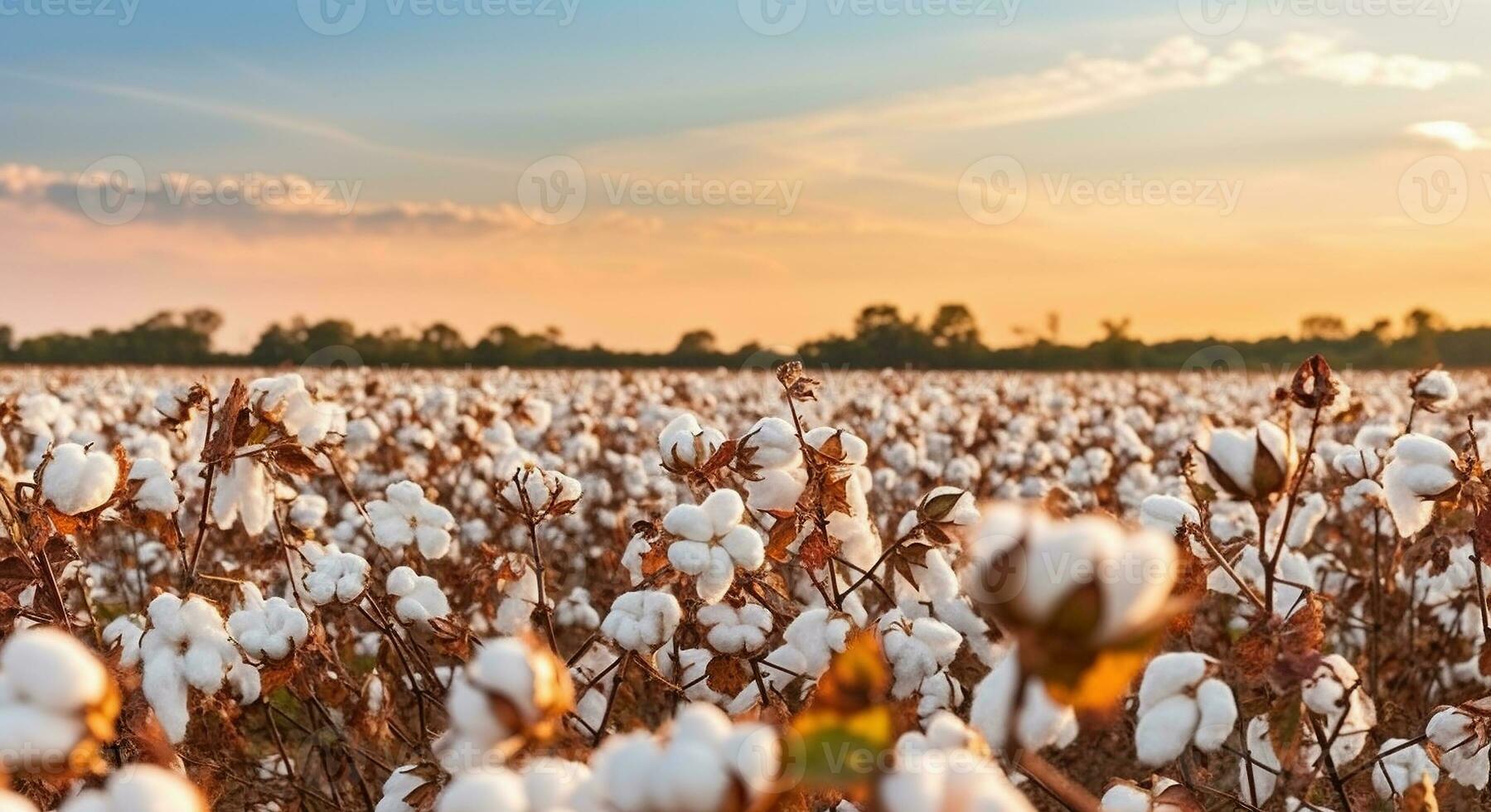 spektakulär Ansichten von reif Baumwolle Felder. generativ ai foto