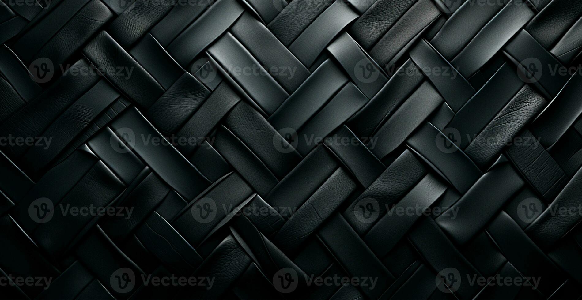 weben Öko Leder schwarz Textur Muster, Panorama- Hintergrund - - ai generiert Bild foto