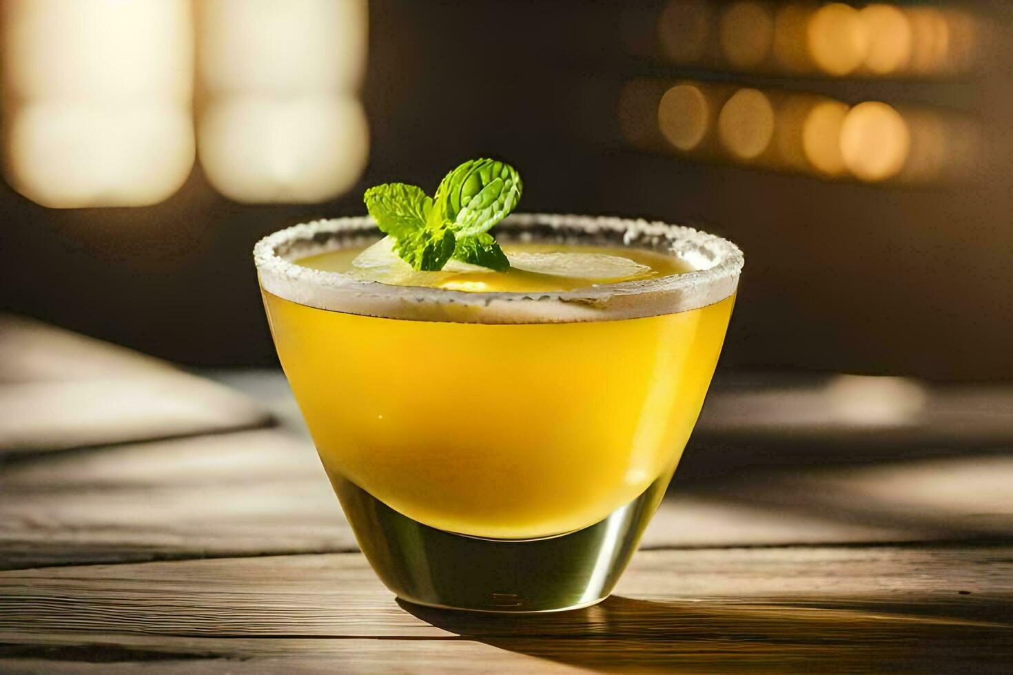 ein Cocktail mit ein Zitrone und Minze Garnierung. KI-generiert foto