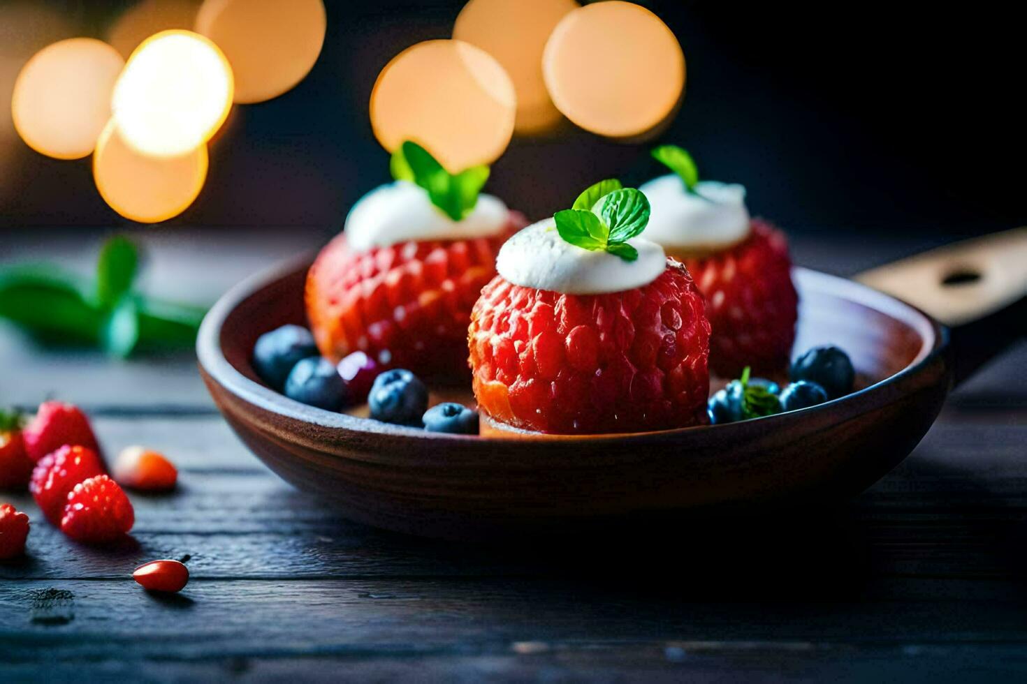 das Beste Erdbeere Nachspeisen zum Sommer. KI-generiert foto