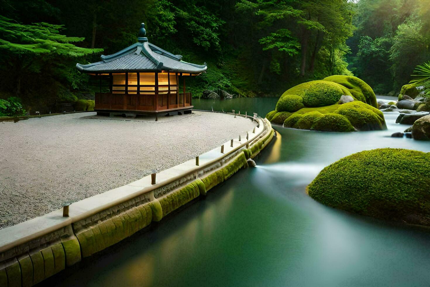 das japanisch Garten im Kyoto. KI-generiert foto