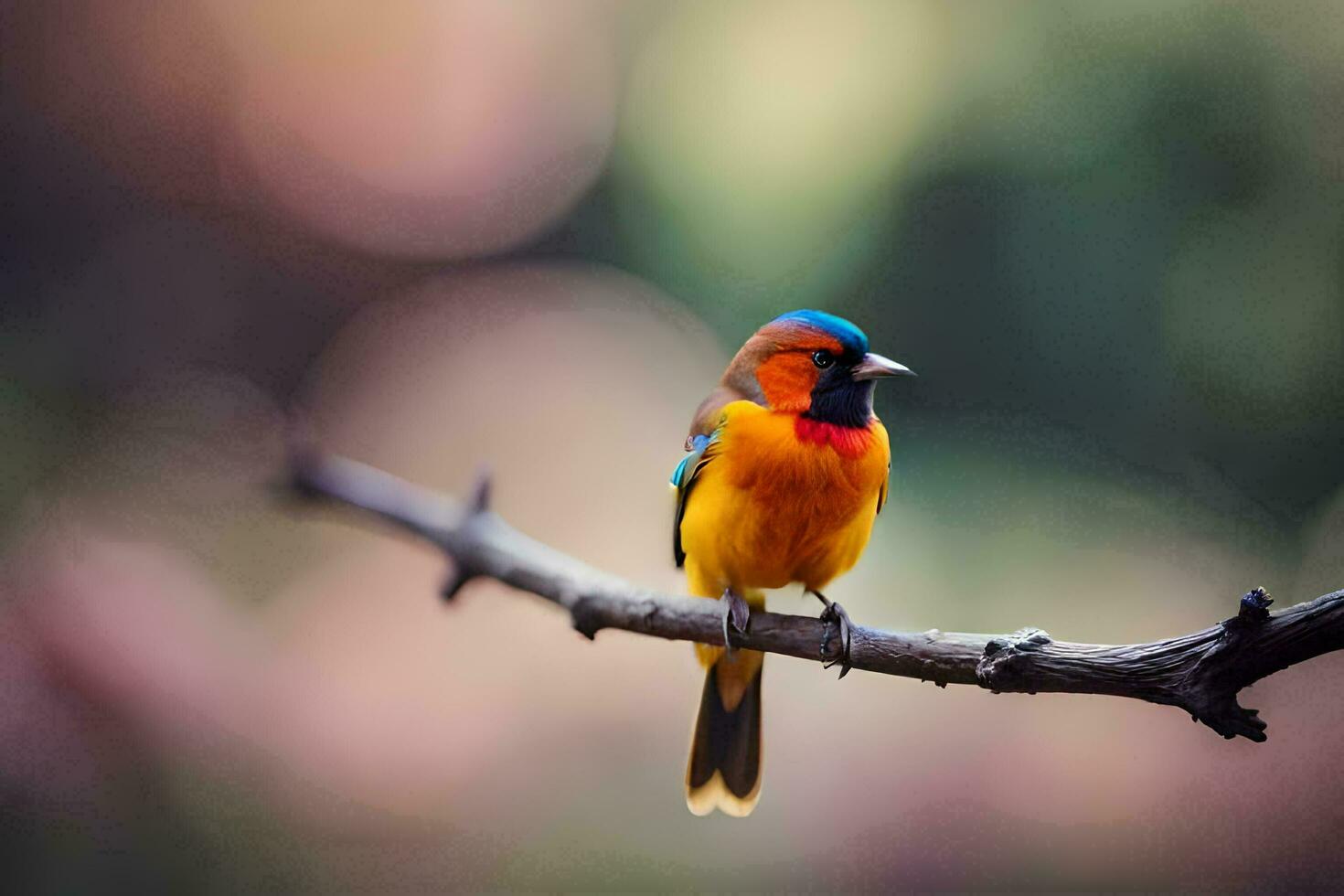 ein bunt Vogel sitzt auf ein Ast. KI-generiert foto