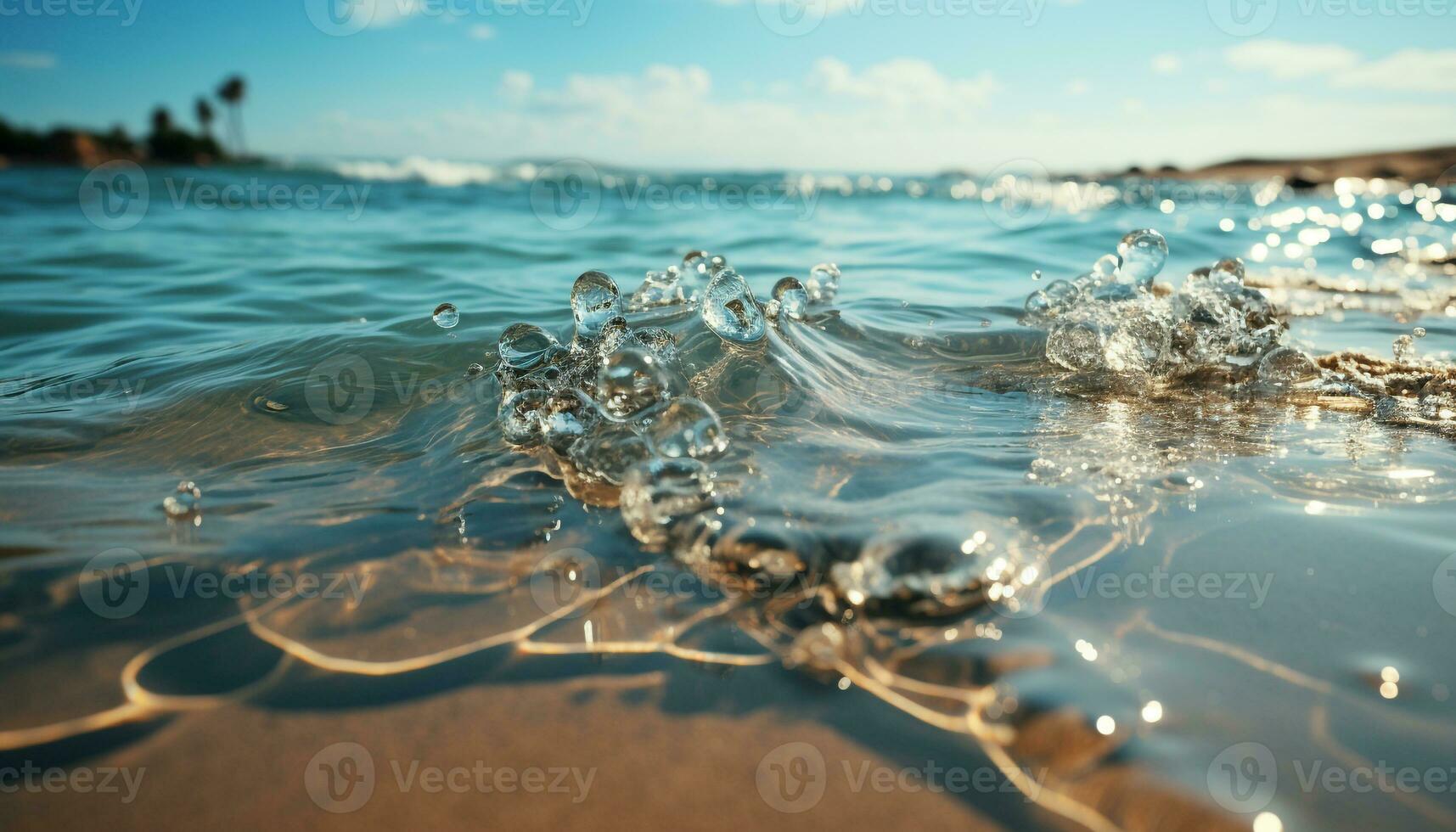Blau Welle spiegelt das Schönheit von Natur im Sommer- generiert durch ai foto