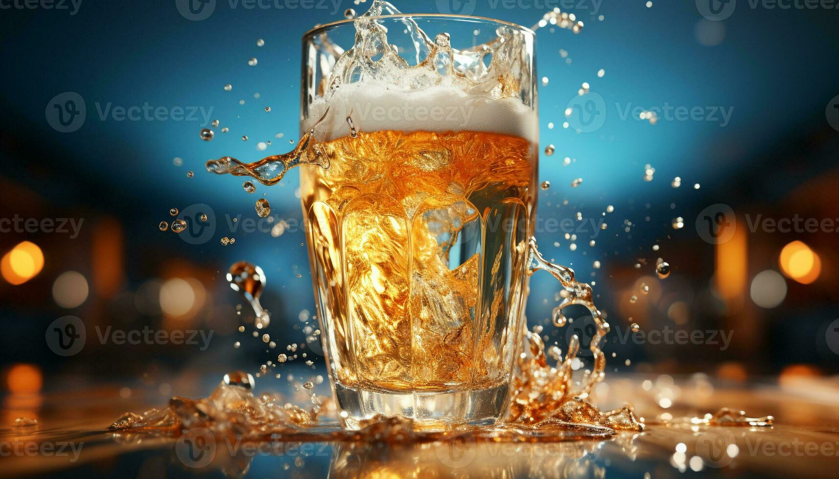 Gießen Flüssigkeit in ein Glas, feiern mit erfrischend Gelb Bier generiert durch ai foto